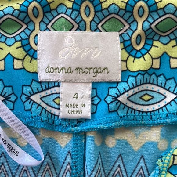 Donna Morgan Blue Green Yellow Retro Stretch Geometric Shift Dress - Sz 4 - Picture 5 of 14